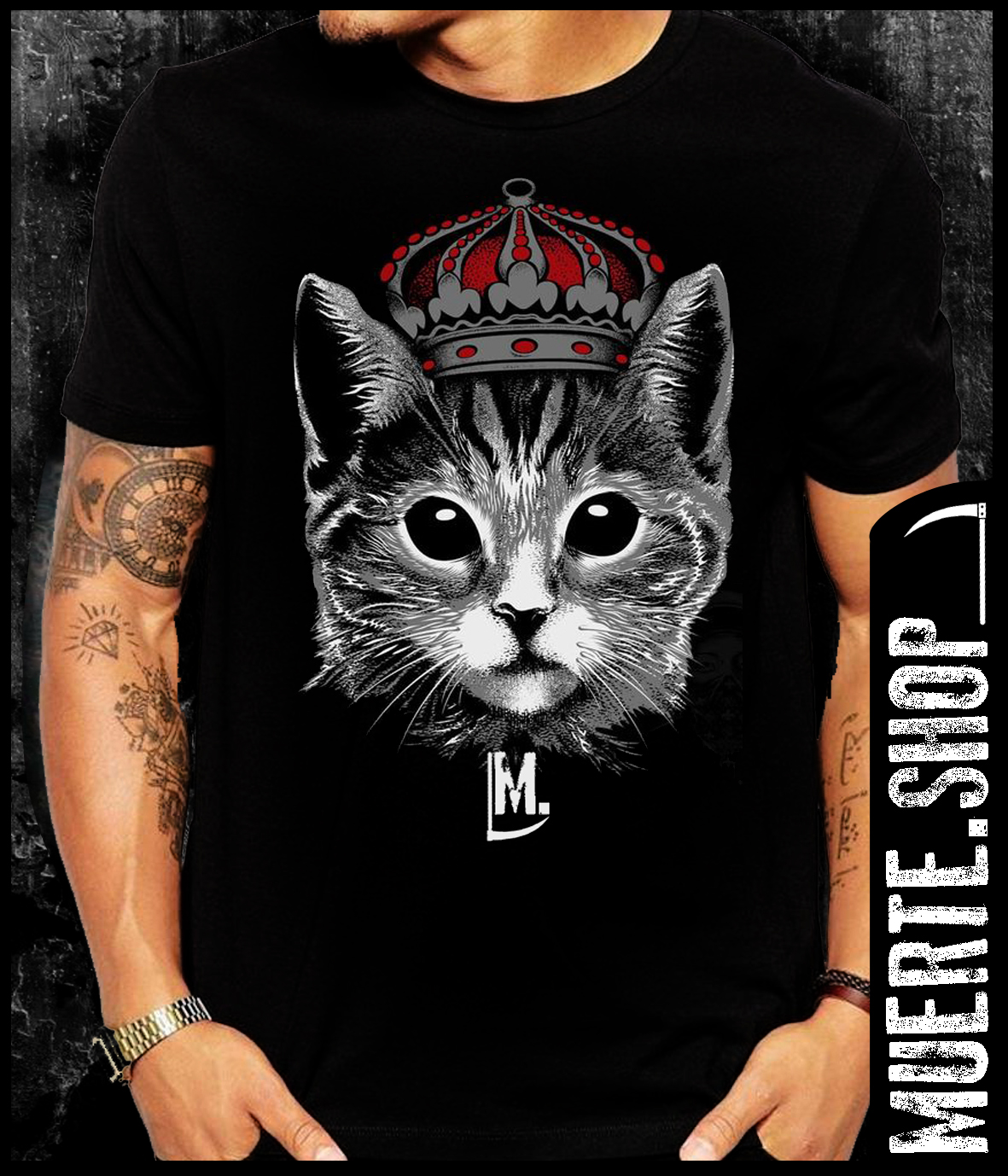 Черна тениска CAT WITH CROWN